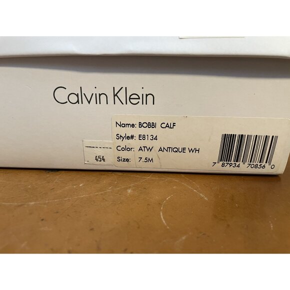 Calvin Klein Women's "Bobbi Calf" White Leather Sandals Size: 7.5M (F148) - Picture 11 of 11